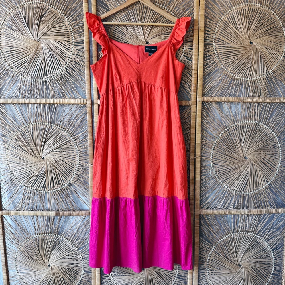 Vibrant Orange and Pink Donna Morgan Color Block Women's Dress SZ 14 XL